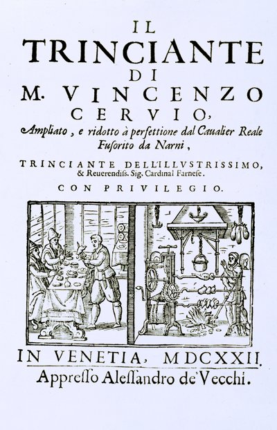 Titelseite eines italienischen Kochbuchs, veröffentlicht in Venedig, 1622 von Italian School