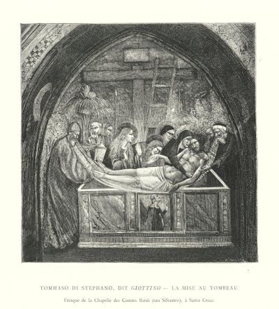 Tommaso di Stephano, genannt Giottino, Die Grablegung, Fresko der Kapelle der Grafen Bardi, San Silvestro, in Santa Croce von Italian School