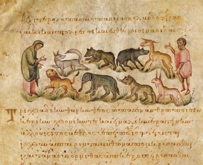 Abhandlung über die vielen Tierarten, die die Erde bewohnen, Illustration aus der Cynegetica von Oppian von Italian School