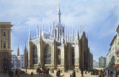 Ansicht der Rückseite des Mailänder Doms aus Ansichten von Mailand und seiner Umgebung von Italian School