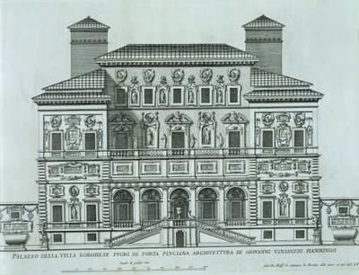Ansicht der Fassade der Villa Borghese, Rom von Italian School