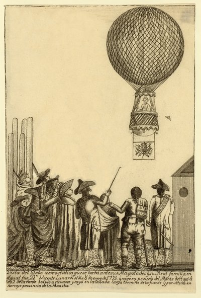 Vista del globo aereostatico que se hechò ante sus magesta veröffentlicht 1793 von Italian School