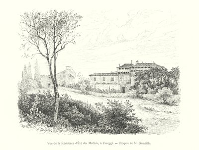 Ansicht der Sommerresidenz der Medici in Careggi, Skizze von M Gambillo von Italian School