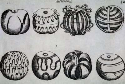 Wege, Obst zu schneiden, Illustration aus Li tre trattati di messer Mattia Giegher bavaro di Mosburc, Trinciante dell