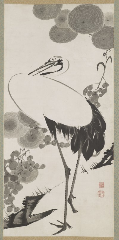Kranich, Hängerolle, Edo-Periode von Ito Jakuchu