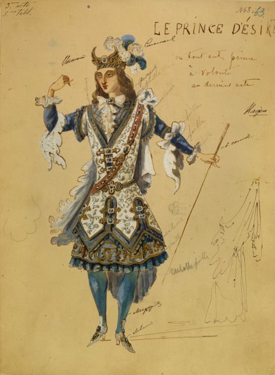 Kostümentwurf für das Ballett Dornröschen von P. Tschaikowski, 1890 von Ivan Alexandrovich Vsevolozhsky