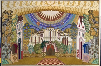 Dekor für die Oper "Die Legende von der unsichtbaren Stadt Kitege und der Jungfrau Fevronia" von Ivan Yakovlevich Bilibin
