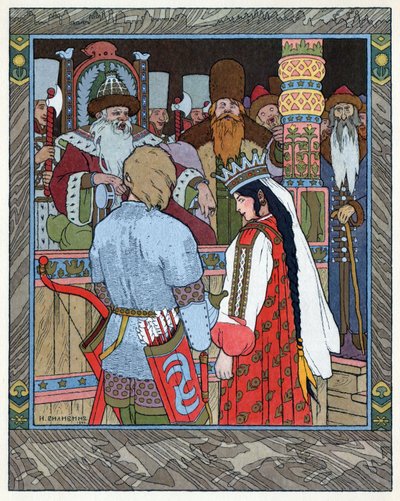 Zarewitsch Iwan, der Feuervogel und der Graue Wolf, um 1899 von Ivan Yakovlevich Bilibin