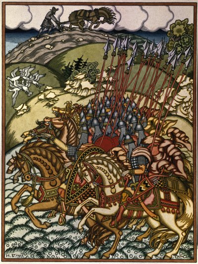 Volga Sviatoslavich und Mikula Selyaninovich von Ivan Yakovlevich Bilibin