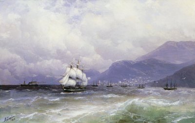 Eine Küstenlandschaft mit Schiffen vor Trebizond, 1888 von Ivan Konstantinovich Aivazovsky