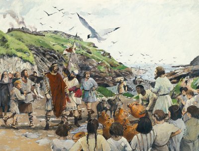 Tintagel Castle Legendäre Geburtsstätte von König Artus, Cornwall, Dunkles Zeitalter, 1994 von Ivan Lapper