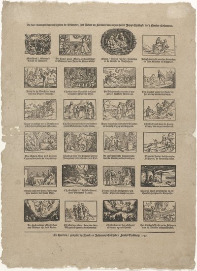 Die vier Evangelisten beschreiben die Geburt, das Leben und Sterben unseres Herrn Jesus Christus im Neuen Testament von Izaak Enschedé