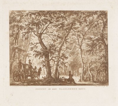 Kutsche und Spaziergänger im Haarlemmerhout von Izaak Jansz. de Wit