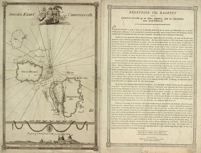 Karte von Christiansø mit Textseite von J.F. Clemens