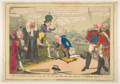 Die Zeremonie der Investitur meines Lords mit dem Orden der Kohlkopfhaube, ca. Juni 1819 von JL Marks