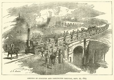 Eröffnung der Stockton und Darlington Eisenbahn, 27. September 1825 von J.R. Brown