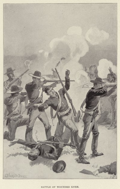 Schlacht am Wounded Knee von J. (after) Steeple Davis
