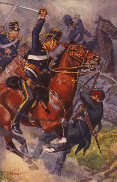 Britische Soldaten der 4. Husaren (Leichte Brigade) in der Schlacht von Balaklawa, Krimkrieg von J. A. Stewart