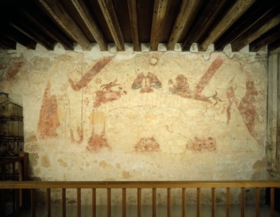 Ein Wandgemälde aus dem 15. Jahrhundert an der Ostwand der bemalten Kammer in der Cleeve Abbey, Somerset, 1999 von J Bailey