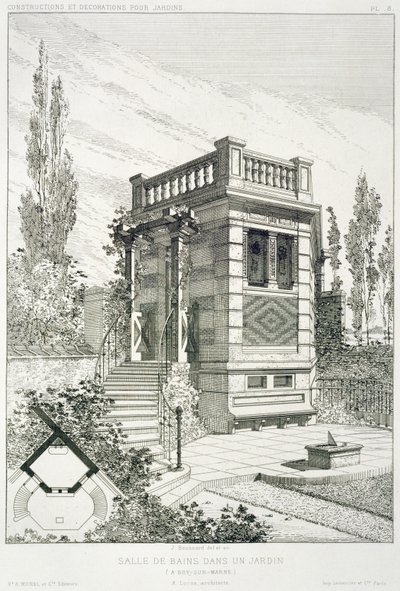 Badezimmer, aus einem Band von Entwürfen verschiedener Architekten, veröffentlicht von Morel & Cie, Paris, ca. 1880 von J. Boussard