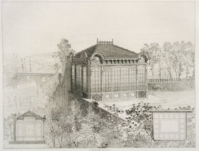 Pläne und Aufriss eines Gartenpavillons, ca. 1880 von J. Boussard
