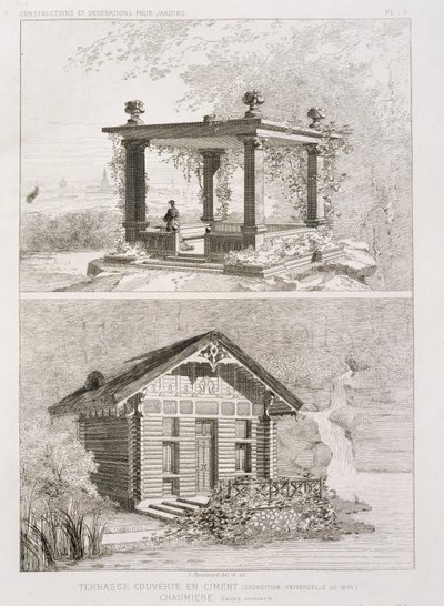 Terrasse mit Zement bedeckt und Laube, entworfen von Danjoy, ca. 1880 von J. Boussard