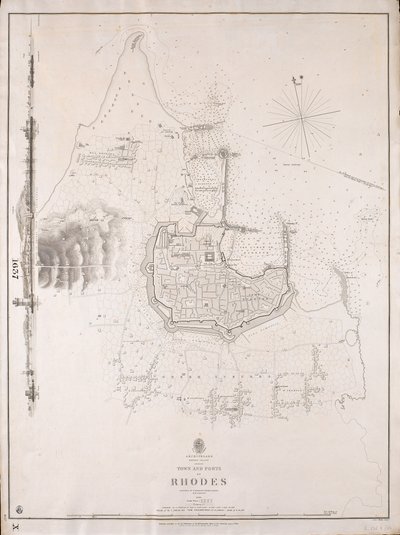 Archipel, Rhodos-Insel, Stadt und Häfen von Rhodos, vermessen von Kommandant Thomas Graves, HMS 