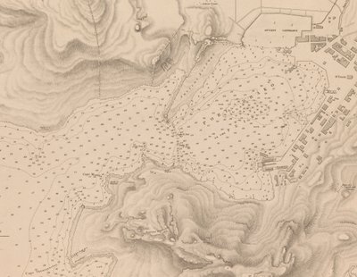 Griechenland, der Peiraeus oder Hafen Drako, vermessen von Kommandant Thomas Graves, H.M.S. Beacon 1840 (Detail) von J. & C. Walker