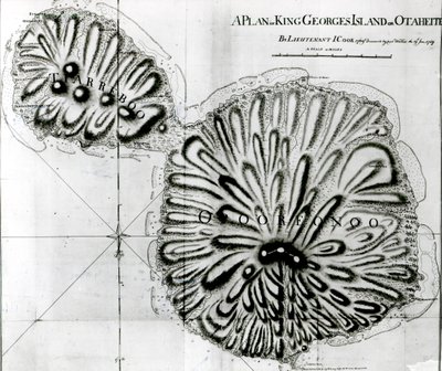 Ein Plan von King Georges Island oder Otheite, 1769 von J. Cook
