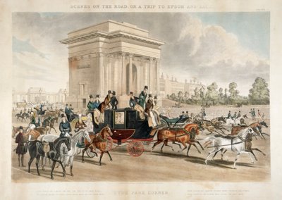 Pferdekutschen entlang der Hyde Park Corner, London, 1838 von J Harris