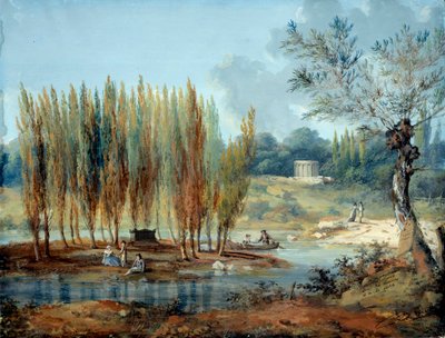 Ansicht des Grabes des Schweizer Philosophen Jean Jacques Rousseau (1712-1778) in Ermenonville (Oise) von J. Moreth