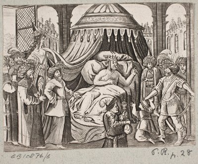Illustration zu Adam Olearius, „Persianischer Rosenthal von einem Sinnreichen Poeten Schich Saadi […]“, Schleswig 1660 von J. Muller