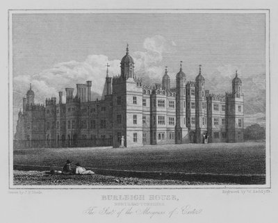 Burleigh House, Northamptonshire, der Sitz des Marquess von Exeter von John Preston Neale