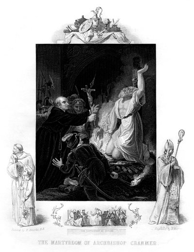 Das Martyrium von Erzbischof Cranmer, 1556, 1877 von J. Rogers