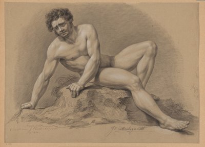 Sitzender männlicher Akt, von vorne gesehen (2. Preis 1810) von J. Uittenbogaardt