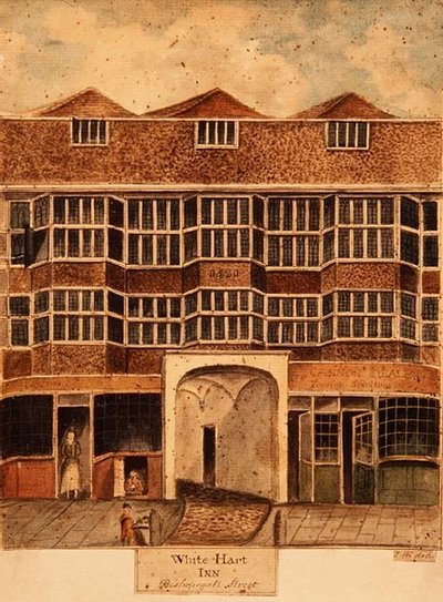 White Hart Inn, Bishopsgate Street, ca. 1810 von J. Williams