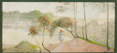Landschaft mit Eberesche, linker Teil des Triptychons "Geh zu den Bächen" von Jacek Malczewski