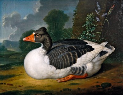 Eine Gans in einer Landschaft von Jacob Samuel Beck