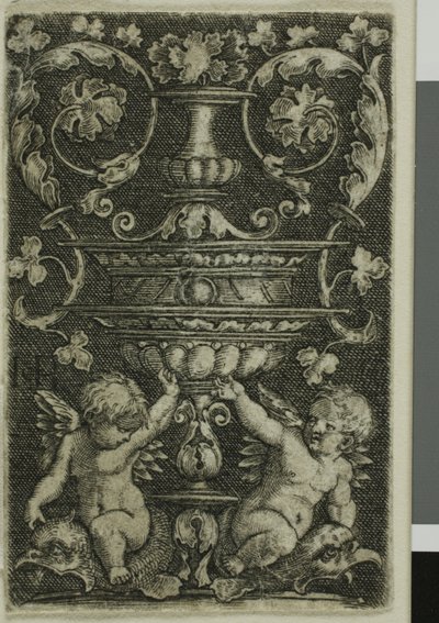 Ornament mit Vase und zwei Genien zu Füßen von Jacob Binck