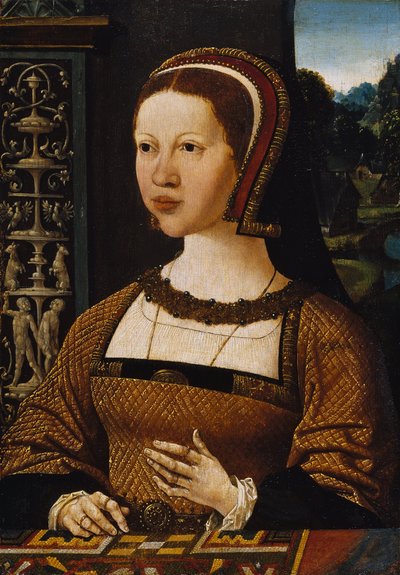 Porträt einer Frau, möglicherweise Elisabeth von Dänemark von Jacob Cornelisz van Oostsanen