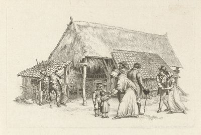 Gesellschaft vor einer Bauernscheune von Jacob Ernst Marcus