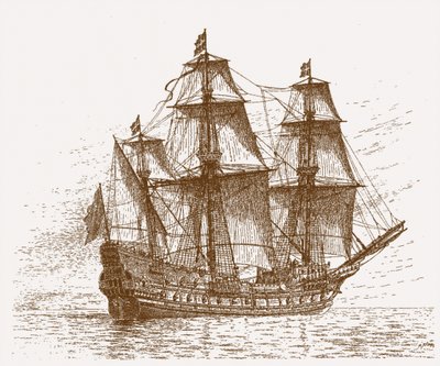 Schwedisches Flaggschiff Mars Makalös vor der Schlacht von Gotland-Öland, 30.-31. Mai 1564, um 1908 von Jacob Hagg