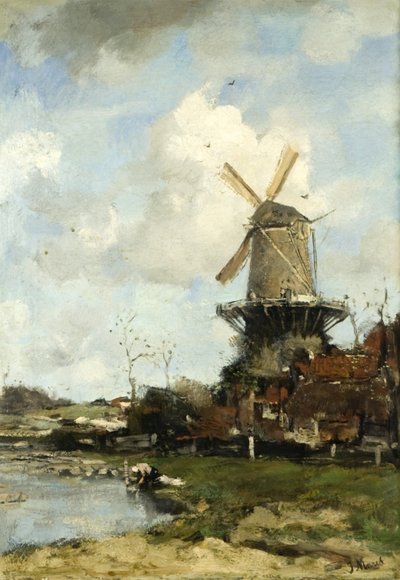 Die Mühle, Niederländische Landschaft, ca. 1880 von Jacob Henricus or Hendricus Maris
