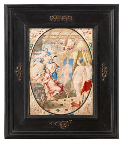 Apelles malt Campaspe, die Geliebte von Alexander dem Großen von Jacob Hoefnagel