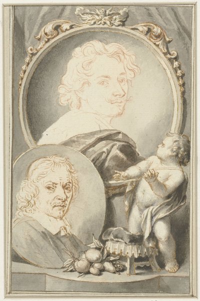 Porträts von Anton van Dyck und Jacob de Bray von Jacob Houbraken