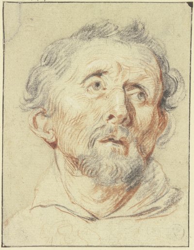Alter Mann von vorne, in die Höhe blickend von Jacob Jordaens