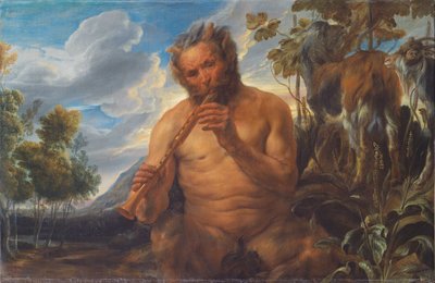 Satyr spielt die Flöte (Jupiters Kindheit) (Fragment) von Jacob Jordaens