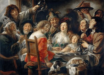 Der König trinkt, oder Familienmahl am Fest der Epiphanie von Jacob Jordaens