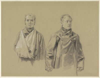 Zwei verwundete Soldaten, der linke mit seinem Arm in einer Schlinge, der rechte auf Krücken von Jacob Joseph Eeckhout