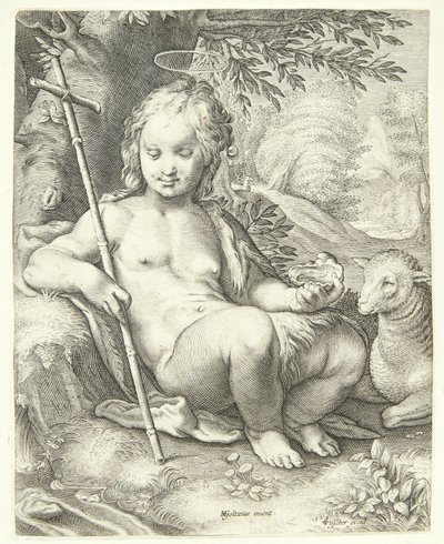 Johannes der Täufer in der Wildnis von Jacob Matham